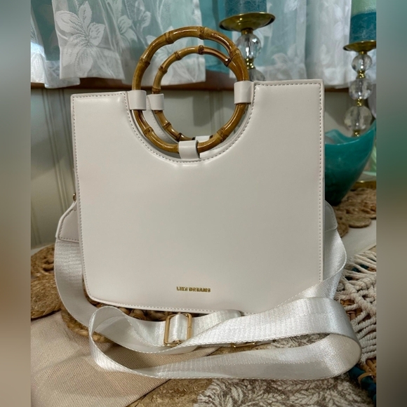 like dreams Handbags - Like Dreams White Shoulder Bag with Bamboo Handles